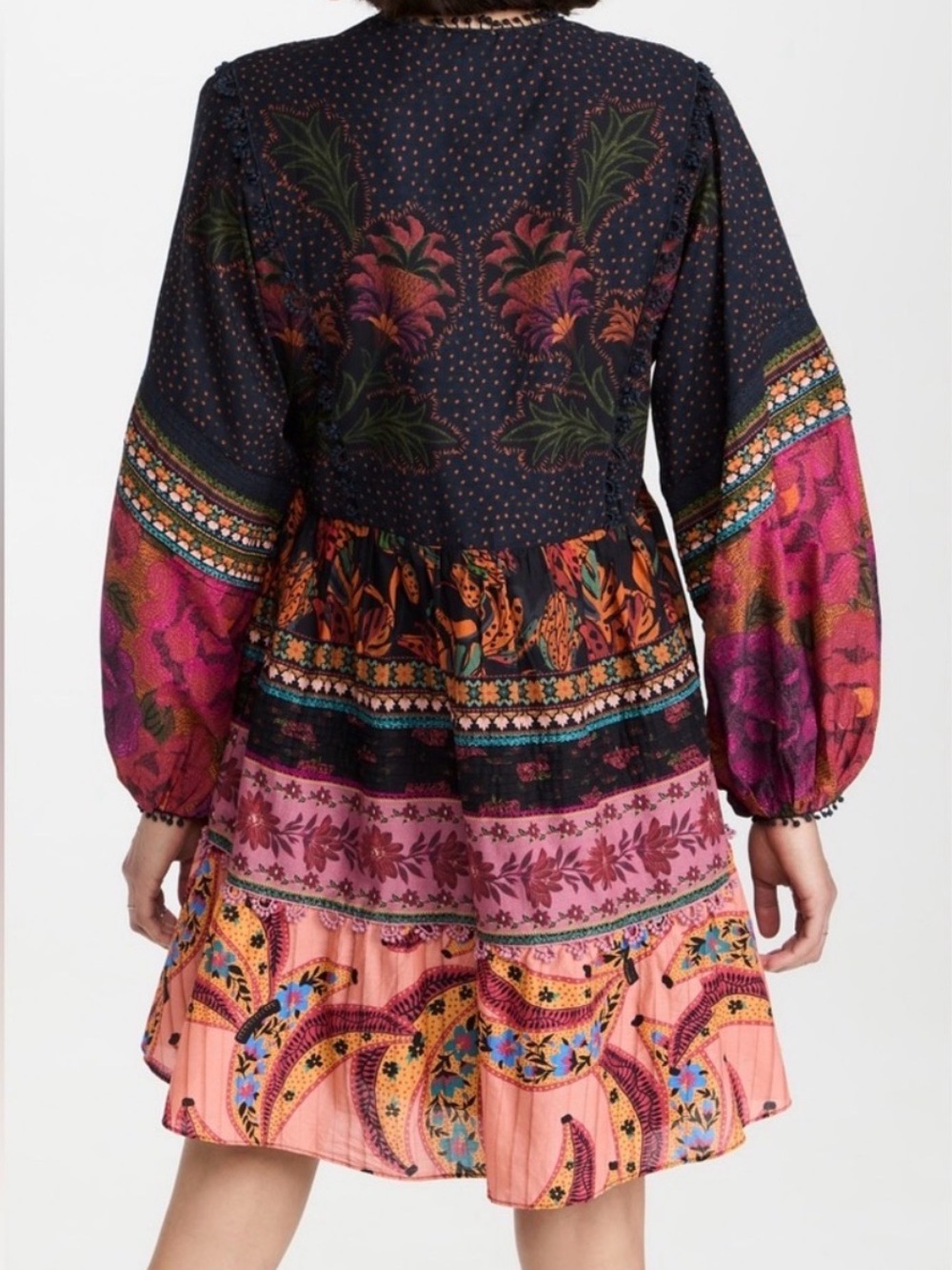 FARM Rio Multicolor Floral-Print Mini Dress — Navy, Pink, Orange - Picture 2 of 12